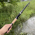 1.5 - 2.4M Telescopic Carbon Fishing Rod Rotary Baitcasting (8 - 25g) with Wooden Handle