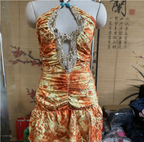 V-neck sequined one-piece swimsuit