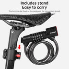 5-Digit Password Bike Lock with Safety Tail Light - Anti-Theft Steel Cable Chain Lock, Bicycle Security Accessory